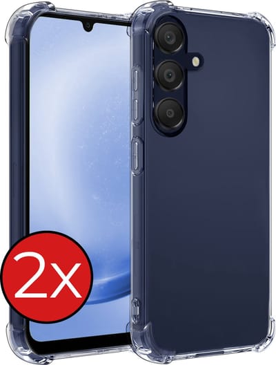 Hoesje - 2 Stuks - Geschikt voor Samsung Galaxy A25 - Sterk & Shockproof - Back Cover - Siliconen Case - Telefoon Hoes Shock Proof - Telefoonhoes - Transparant