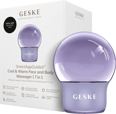 GESKE SmartAppGuided™ Cool & Warm Face & Body Massager | 7 in 1 | Multifunctioneel massageapparaat | Gezicht & Lichaam | Batterijloos koelen en warmen | Verstevigt en ontspant | Bolvormig