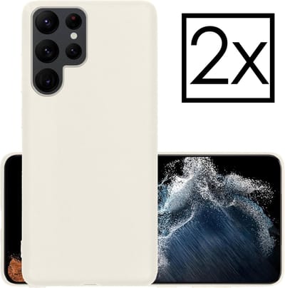 Hoesje - Geschikt voor Samsung Galaxy S22 Ultra - Sterk & Shockproof - Hoes Cover - Siliconen Case - Wit