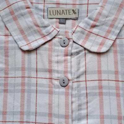 Lunatex dames pyjama flanel - maat XL - Ruit - rood