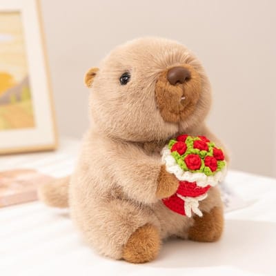 20cm Hoge Kwaliteit Knuffeldier Rode Panda Pluche Speelgoed Met Gebreide Bloemen Schattige Marmot Pluche Beestjes Kawaii Wasbeer Zachte Pop 20cm