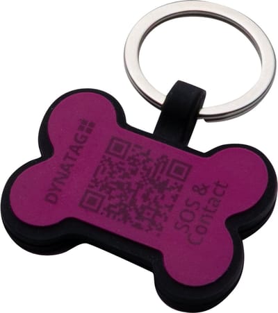DynaTag Hondenpenning met QR-code - SOS Penning Hond Botje Siliconen Paars