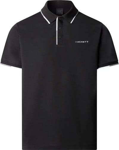 Hackett Tipped Color Placket Korte Mouw Poloshirt Zwart M Man