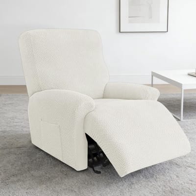 4-delige all-inclusive stretch stoelhoes voor relaxstoelen, bankovertrek met zakken, ideaal voor televisiestoelen en ligstoelen (beige)