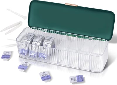 Opbergdoos voor wegwerplenzen - Dispenser voor wegwerplenzen - Doorzichtige plastic doos voor alle merken wegwerplenzen - Groen