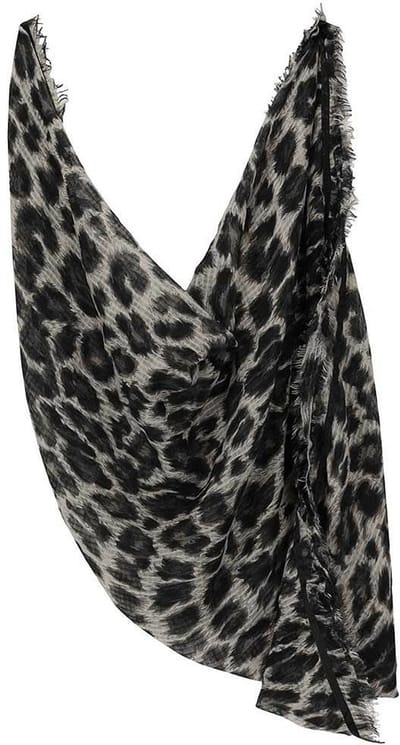 Sarlini Dames Sjaal extra breed - Leopard - grijs - 200 x 60 cm - luipaardprint/panterprint