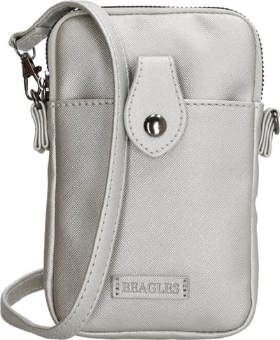 Beagles Fontecada Telefoontasje Dames - Crossbodytas met verstelbare en afneembare schouderband - Schoudertas van Imitatieleder - Zilver