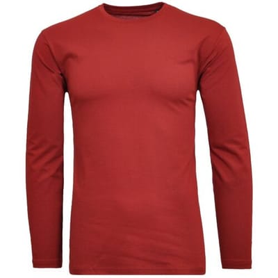 Ragman T-Shirt Long Sleeve Round Neck Cotton Dark Wine Red / male