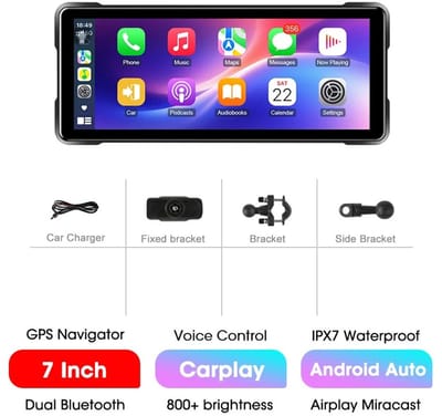 NordHaus Motor CarPlay Scherm - Motor Navigatiesysteem - GPS Navigatiescherm - Draadloze CarPlay & Android Auto - 7 Inch
