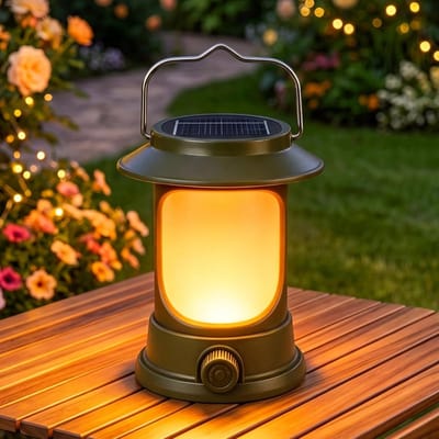 Thijox - Campinglamp op zonne-energie - Oplaadbare Draagbare LED Tentlamp met 3 Lichtmodi - USB-oplaadbare Dimbare Buitenlamp voor Kamperen, Wandelen,