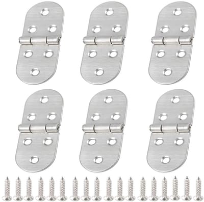 Dailygoods- Deurscharnier Roestvrij staal 304 - Vlagscharnier 360° - Meubelscharnier - Scharnier voor houten/metalen deuren - Eenvoudige montage - 6 stuks