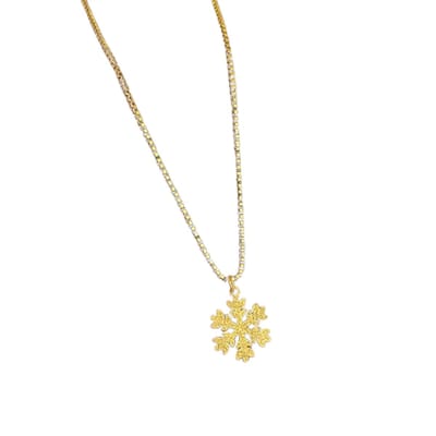 Plux Fashion Sneeuwvlok Ketting - Goud - 2mm/32cm + 5cm verlengstuk - Sieraden - Zilveren Ketting - Snowflake Chain - Stainless Steel - Ketting - Kerst Ketting - Schakel Ketting - Gouden Ketting Dames - Ketting Met Hanger - Kerst - Christmas Chain