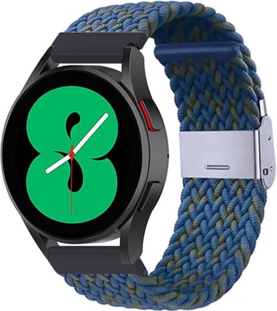 By Qubix - smartwatch bandje - Compatible Samsung bandje - Braided nylon bandje 22mm - Blauw / groen gemêleerd - Geschikt voor Samsung Galaxy Watch 3 (45mm) - Galaxy Watch 46mm - Gear S3 Classic & Frontier