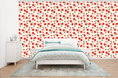 Behang - Fotobehang Patronen - Parijs - Eiffeltoren - Bloemen - Breedte 500 cm x hoogte 280 cm