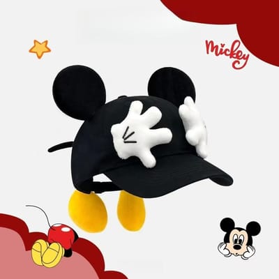 Disney Mickey Leuke Palm Oor Baseballpet Unisex Trendy Cartoon Vizierpet Zonbescherming Zonnescherm Baseballpet Buiten Reizen 55-59cm black