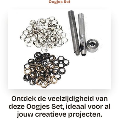 Dailygoods- Oogjes Set 100 Stuks - Grommet Kit - Oogjestang Inclusief Oogjes - Messing Effect - Zilver/Brons - Perfect voor Knutselen - Grommets