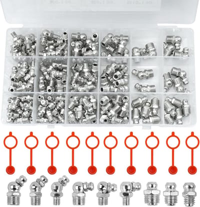 Assortiment Smeernippels M6 M8 M10 Hoek & Recht met Opbergdoos