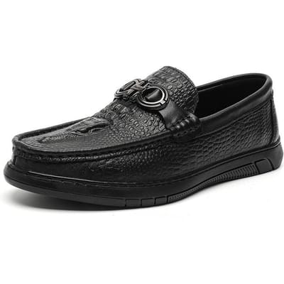 Lente Herenschoenen Nieuwe Veelzijdige Heren Casual Leren Schoenen Zakelijk Formeel Kleding Instappers Zwarte Schoenen 44 zwart
