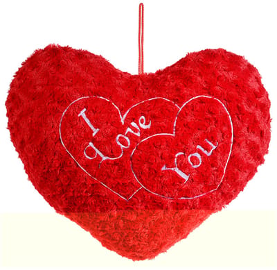 Valentijn Hartkussen – Pluche Hartvormig Kussen met “I Love You” Tekst – Rood