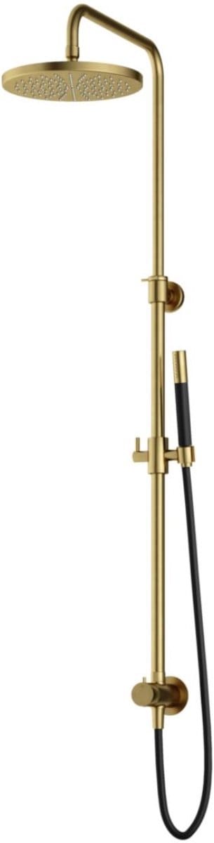 Hotbath Cobber - Stortdoucheset - 300 mm Hoofddouche - 360 mm Hartafstand - Glijstang - Staafmodel Handdouche - Geborsteld Messing PVD - Opbouw - 1/2 Inch Aansluiting - V01