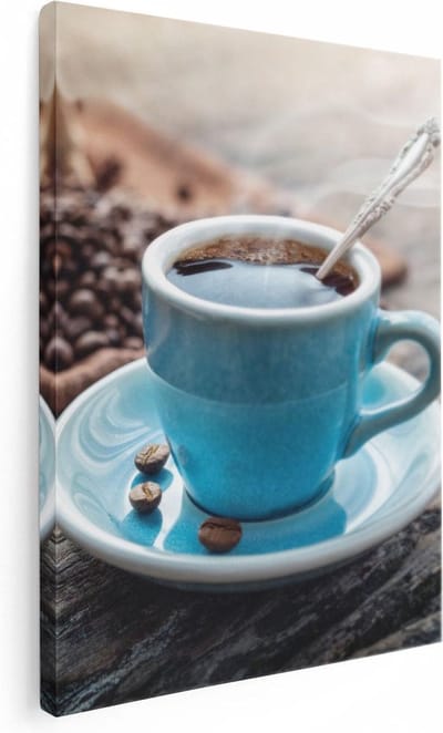 Artaza Canvas Schilderij Stilleven Koffie - 30x40 cm - Klein - Muurdecoratie Keuken - Wanddecoratie Koffie - Kamer Accessoires