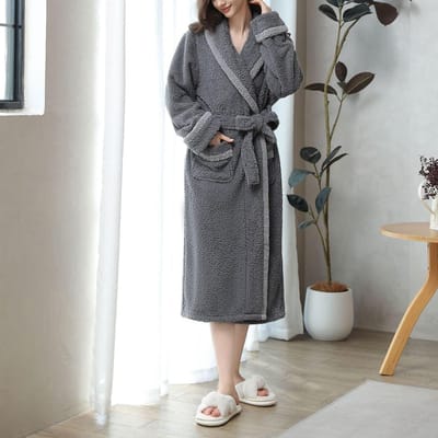 Dames Nachthemd Winter Verdikken Badjas Luxe Dames Lange Badjas Flanel Warm Nachtkleding Vrouw Morgenjas Badjassen met Zak XL