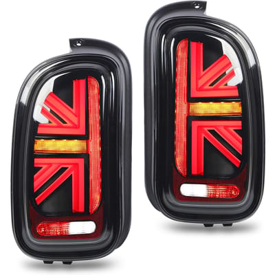 Feux Arrière LED JCW Union Jack complets Clignotant Dynamique Feu de Recul Feu Antibrouillard Arrière pour R55 Clubman 2007 à 2014 Noir Fumée noir fumé