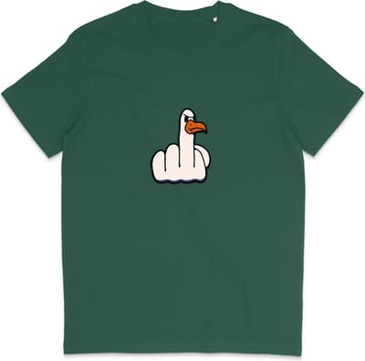 Grappig Heren en Dames T Shirt - Middelvinger Vogel - Groen - XS