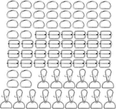 Alloy Sleutelhangers Set van 75 Stuks met D-Ringen en Draaihaak voor Handtassen, Lanyards en Hondenlijnen