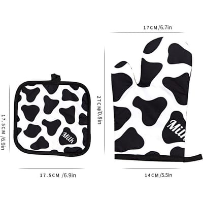 2 stuks/set Keukenhandschoenen Geïsoleerd Luipaardprint Pad Magnetronhandschoenen Oven Barbecue Rek Pannenlappen Ovenwanten Pannenlap Pad