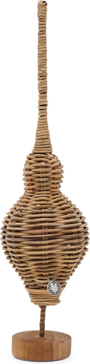 Riviera Maison RR Christmas Peak On Stand Kerstornament L - Piek op standaard - Rattan - 9cm x 35cm - Woondecoratie