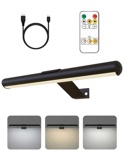 Oplaadbare Schilderijverlichting - Draadloze Wandlamp - Draadloze Schilderijverlichting Oplaadbaar - Touch en remote - Dimbaar LED 3000K/4000K/6500K - Oplaadbare Schilderijlamp Snoerloos - Sterke Accu Schilderijlamp - Zwart