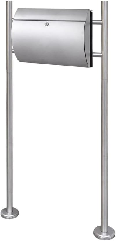 Brievenbus op standaard - Postbus RVS - Post ontvangen - Met krantenhouder - 375 x 13 x 31 cm - Zilverkleurig