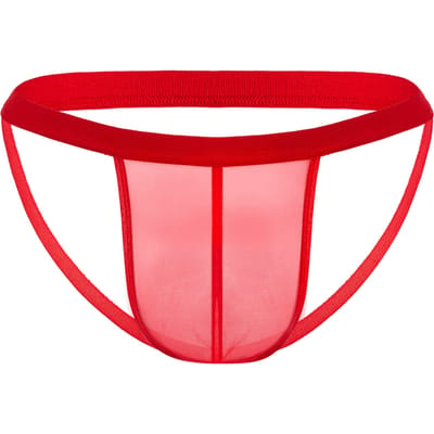 Transparante jockstrap slip - rood