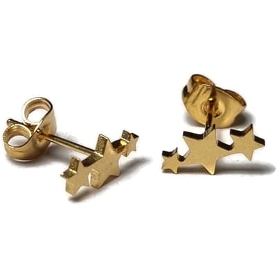 Aramat Jewels | Oorbellen | RVS Sterren Oorbellen Diverse Kleuren 6-10mm - Ster Studs Collectie | Goudkleur/3 sterren-10x5mm | |7mm | Staal | Kinderen, Volwassenen | Verkleurd niet