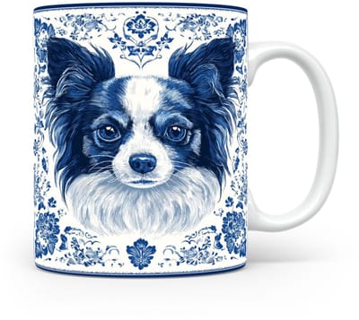 Mok Papillon Beker voor koffie of tas voor thee, cadeau voor dierenliefhebbers, moeder, vader, collega, vriend, vriendin, kantoor, opa, oma, hond, kerst, sinterklaas, verjaardag