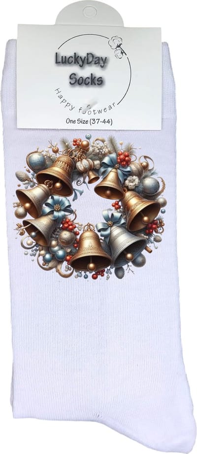 Kerst bellen - Verjaardag cadeau - Grappige sokken - Print sokken - Leuke sokken voor heren en dames - Moederdag - Vaderdag - Cadeau voor hem en haar - Kerstcadeau - Krans - Vrolijke sokken - Valentijns cadeau - Socks waar je Happy van wordt - 37-44