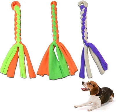 Famanu - Set van 3 fleece touwspeeltjes voor honden, interactief sleepboot voor buiten