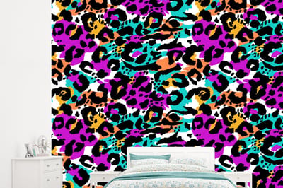 Behang - Fotobehang Regenboog - Panter - Patronen - Breedte 245 cm x hoogte 220 cm