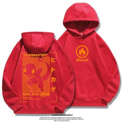 Nieuwe Animatie Cartoon Schattige Bedrukte Trui Mannen en Vrouwen Koppel Hoodie M rood