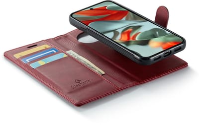 CaseMania Bookcase hoesje geschikt voor Google Pixel 10 - Effen Rood - Kunstleer - 2-in-1 Magnetisch Uitneembaar Design - Compatible met Qi2 en MagSafe
