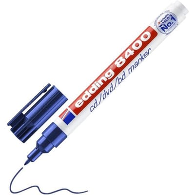 edding 8400 CD/DVD Permanente Marker, Ronde Punt, 0,5 mm, Blauw