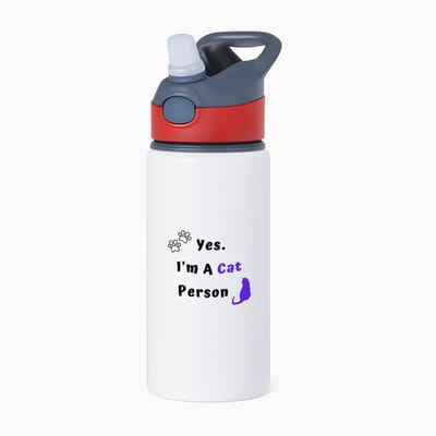 Hacebo® - yes I'm a cat person waterfles met rietje rood - Katten - katten liefhebbers - iemand die houdt van poezen - verjaardag - cadeau - kado - geschenk - water fles - 650ML