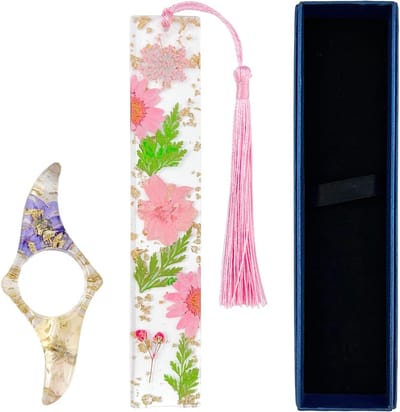 Elegante Dried Flower Boekenlegger met Tassel - Handgemaakte Resin Pagina Houder voor Boekliefhebbers en Cadeaus met Bloemenontwerp