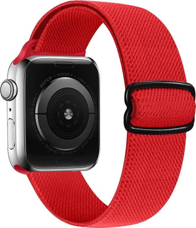 By Qubix - Geschikt voor Apple Watch bandje - Solo Loop Nylon bandje - Rood - Geschikt voor Apple Watch 38mm / 40mm / 41mm / 42mm - nylon - bandje iWatch