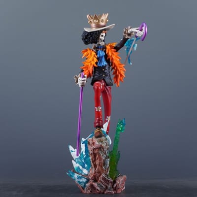 LK Studio One Piece LX Brook Zwartbaard Schedel 12.99Inch/33cm Zoro Anime Figuur Kan Bewegen PVC Verzamelmodus Ornament Speelgoed Cadeaus black
