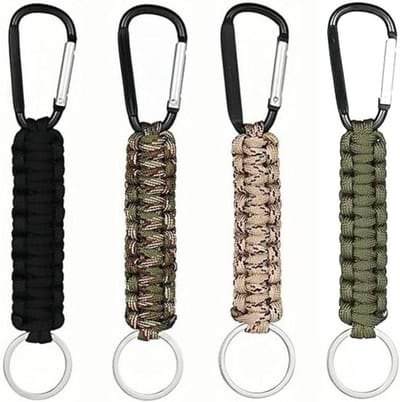 Sleutelhangers met Karabijnhaak - Sleutelkoord Gevlochten - Outdoor Kamperen Wandelen - Set van 4 stuks - Niet gespecificeerd