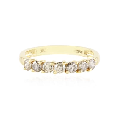 Cavill - Zilveren Ring 925 Sterling Zilver Verguld - 7 I2 Bruine Diamanten 0.494 ct Ronde Briljant - Luxe Damesring Maat 18 19