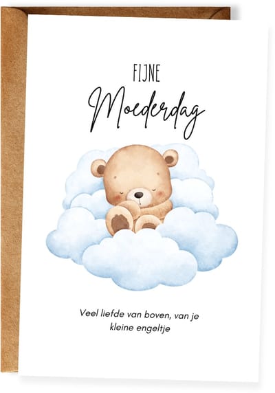 Moederdag Condoleancekaart Engelenbaby Jongen – Moederdag Wenskaart - Lief kaartje bij verlies van baby of stilgeboren kindje (incl. envelop 10x15 cm)