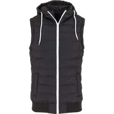 Urban Classics - Small Bubble Hooded Vest Jacket - L - Zwart/Wit